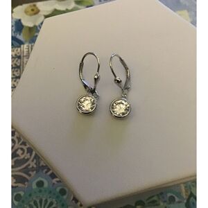 NEW~Sparkling 1 Ct. Round Cut Bezel Set Dangling Leverback Earrings~925 Sterling